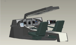 Cockpit wireframe render used in simulator design